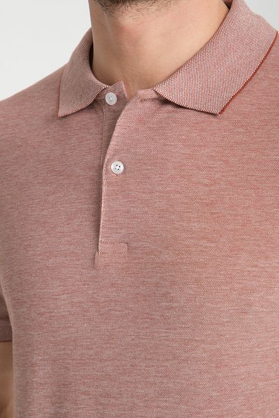 Frappoli Ανδρικό μπλουζάκι με λαιμόκοψη Polo Slim Fit - Boggee Pedso, Μπορντό ιταλικό γιακά, Αντισυρρικνυόμενη Λύκρα 100% βαμβάκι
