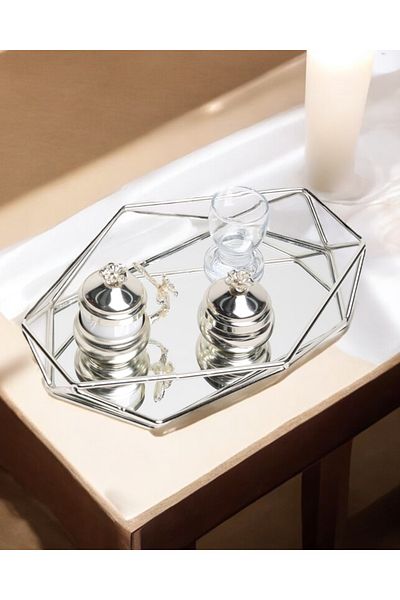 CyzHome Elation Prism White Silver Promise Coffee Tray