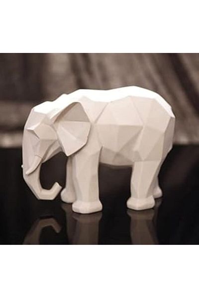 robotrend Decorative White Cubic Elephant