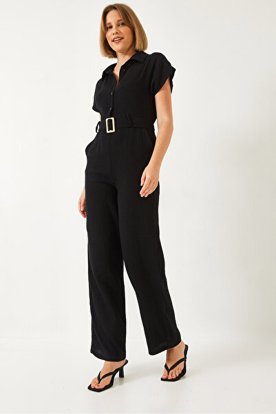 Bianco Lucci Women's Premium Belted Muslin Jumpsuit 90020 60271029