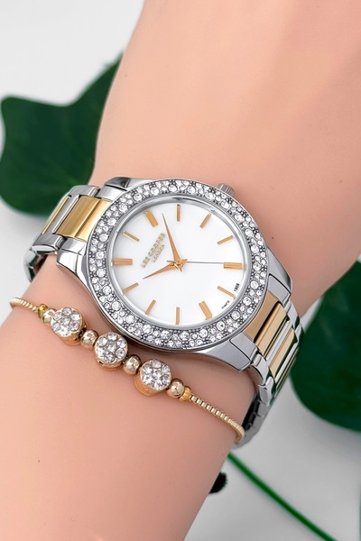 Lee Cooper Lc07869.220 Silver-Gold Color Steel Cord&Case Women Wristwatch 3At...