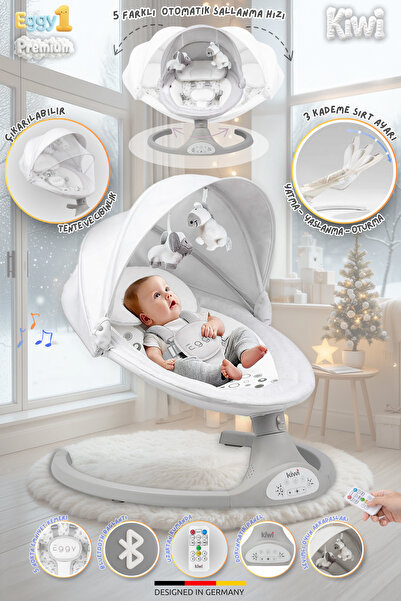 Kiwi EggyOne Elektrikli Otomatik Sallanan Bebek Ana Kucağı, 5 Farklı Sallanma...