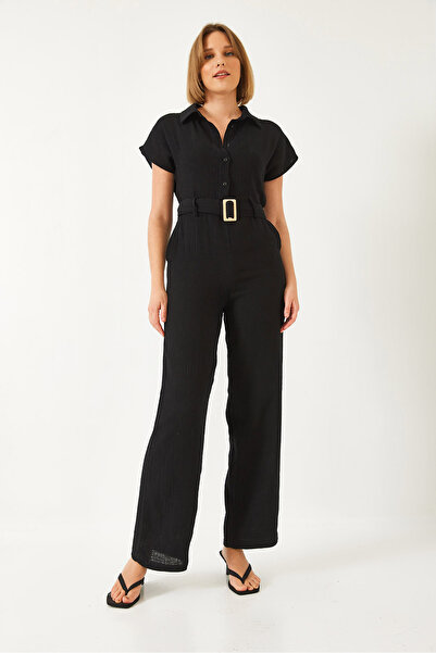 Bianco Lucci Women's Premium Belted Muslin Jumpsuit 90020 60271029