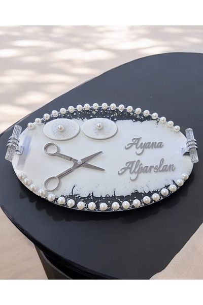 CyzHome Jubilation White Engagement Tray - Silver Pearls