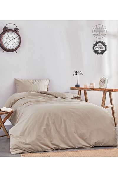 Medaillon Home Комплект завивка за единична завивка от 100% памук в меко кафяво