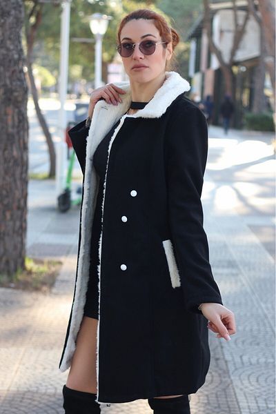 Toridas Barbora Damenmantel aus schwarzem Kaschmir – Winter, lässig, bt306black17
