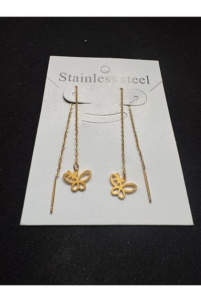 İYİ MODA Butterfly Steel Earrings Stylish Gift Non Darkening Steel Earrings