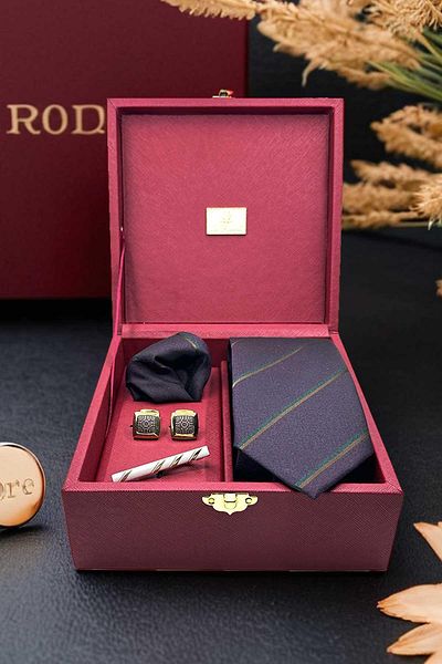 Kravatkolik Burgundy Men's Gift Box - Tie Cufflink Breastpin Kmk59