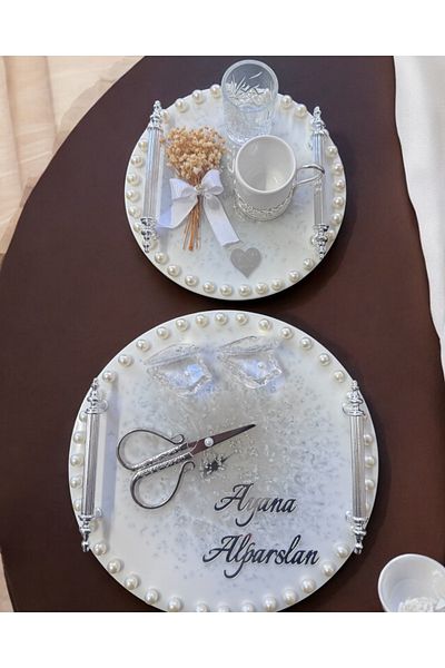 CyzHome Promise Engagement Tray with Ethereal Silver Pearls
