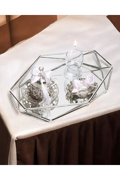 CyzHome Elation Prism Silver Promise Coffee Tray