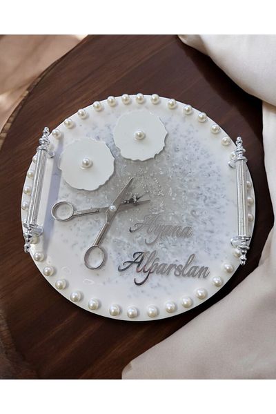 CyzHome Silver Promise Engagement Ring Tray with Cian Pearls