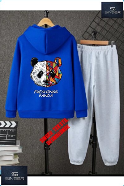 SS SİNSER Παιδικό σετ φόρμας με κουκούλα "PANDA FRESH BACKPRINT" χωρίς στάμπα