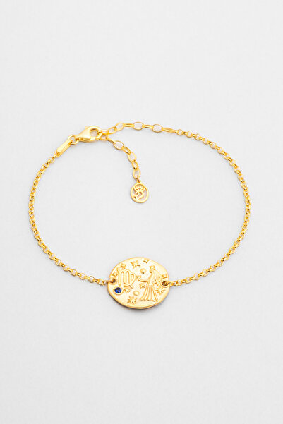 So CHIC... Başak Burcu 18 Ayar Sarı Altın Kaplama 20 Cm Gümüş Bileklik