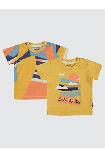 Miniworld 3-12 Months Baby Boy Mustard T-Shirt Set of 2