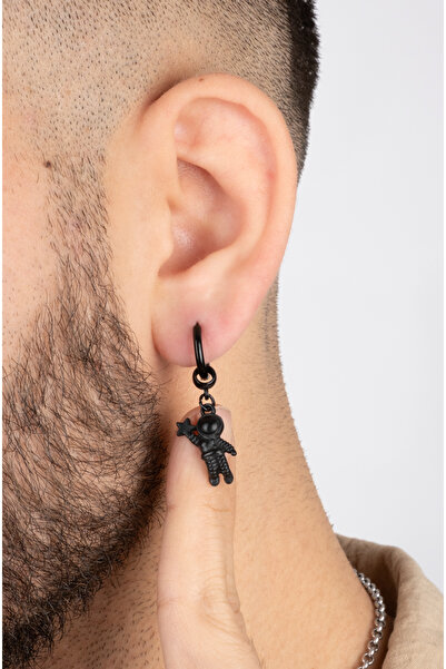 Piercing Market Steel & Silver Erkek Unisex Çelik Sallantılı Astronot Küpe Paslanma Kararma Yapmaz
