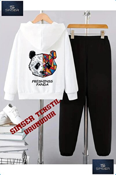 SS SİNSER Παιδικό σετ φόρμας με κουκούλα "PANDA FRESH BACKPRINT" χωρίς στάμπα