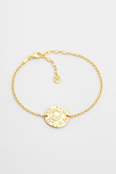 So CHIC... Balık Burcu 18 Ayar Sarı Altın Kaplama 20 Cm Gümüş Bileklik