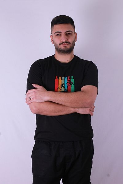 trender Ανδρικό μπλουζάκι Summer Palm Print Μαύρο