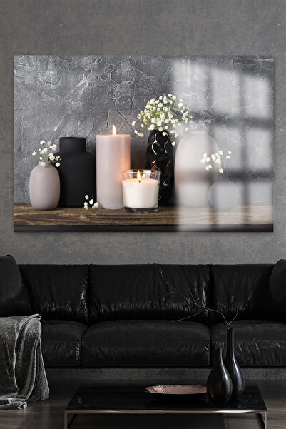 TAULART Relaxing Candle and Flower Detail Luxury Glass Table 4mm Home Busines...