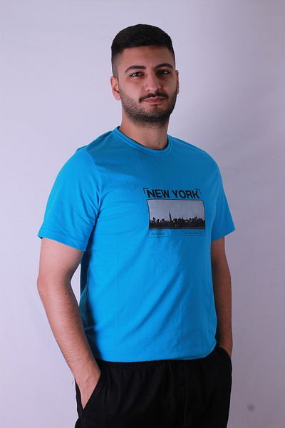 trender New York Print Turquoise Men's T-Shirt