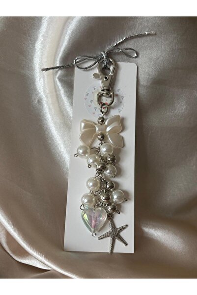 JEWELERYVIBE Γούρι τσάντας με λουλούδια και μαργαριτάρια, Αξεσουάρ τσάντας, Μ...