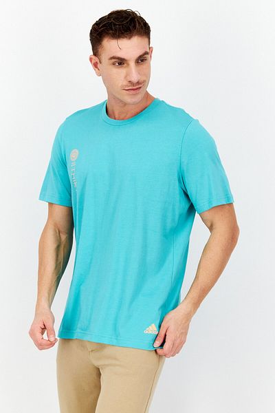 adidas Men Sportswear Fit Short Sleeves Running T-Shirt, Turquoise