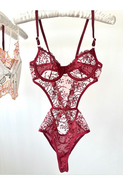 Feruzdesign Body de damă Burgundy Peony - Design cu sârmă