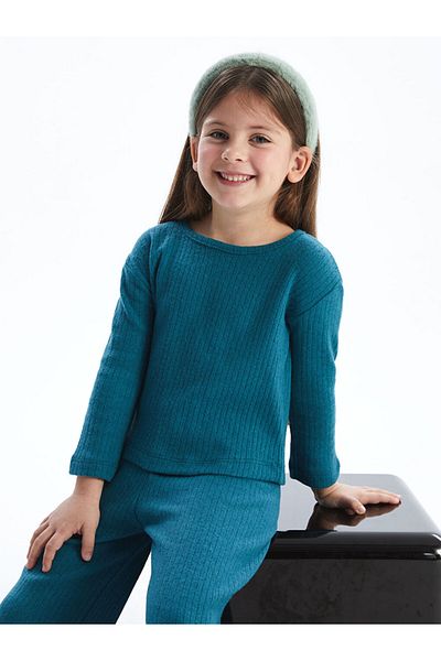 LC Waikiki Crew Neck Basic Girl's T-Shirt and Pants 2-Piece Set