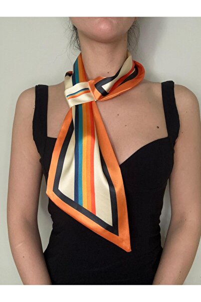 ElevaGlam Kravat Eşarp Karışık Renk Şerit Desenli