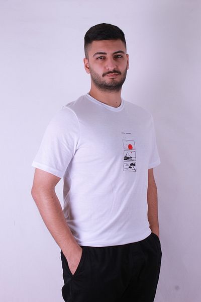 trender 3-Piece Mountain Print White Men's T-Shirt