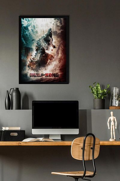 Saturn Godzilla Vs Kong Framed Painting - Movie Poster Painting