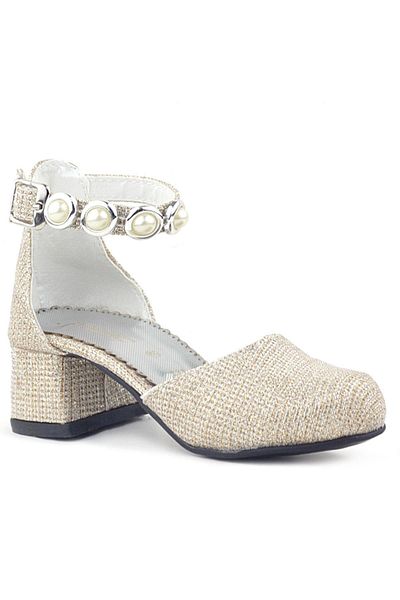 hapshoe Pantofi cu toc pentru fete Merida Gold Glittery Gros Toc Stone