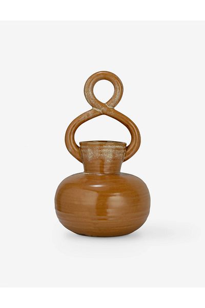 Warm Design Ceramic Vase - Brown, Glazed Design