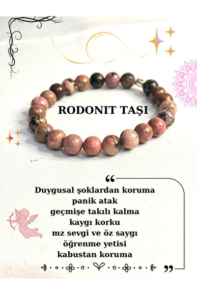kuartz Certified Rhodonite Stone Bracelet