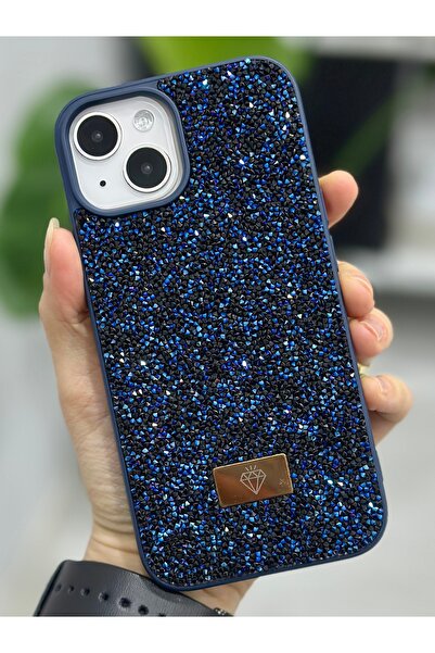 Go Aksesuar Iphone 13 - 14 ve 15 Uyumlu ELMAS Tasarımlı Taşlı Işıltılı Parlak Pırlanta Silikon Kılıf