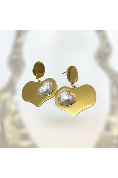 Store Heart Steel Earrings with Pearl
