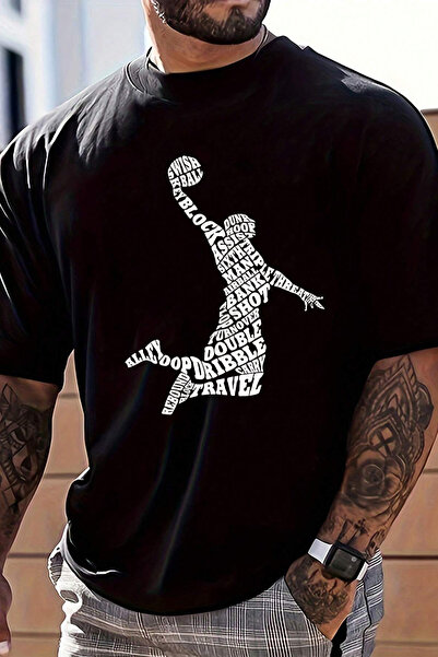 cc collection Tricou oversize pentru bărbați cu imprimeu baschet