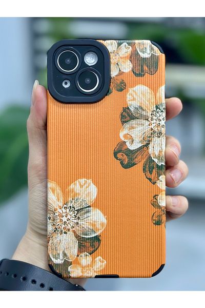 Go Aksesuar جراب سيليكون مرن بتصميم برتقالي مطلي متوافق مع هاتف Iphone 13 و14