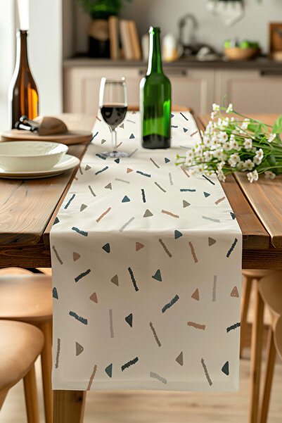 ALAMODECOR Model geometric ecru, cu imprimeu digital, cu model etnic boem
