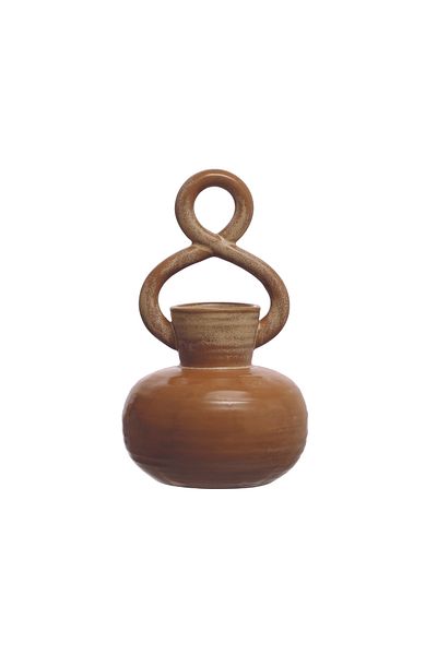 Warm Design Ceramic Vase - Brown, Glazed Design