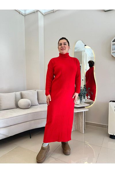 MJORA Half Turtleneck Knitwear Knitted Dress