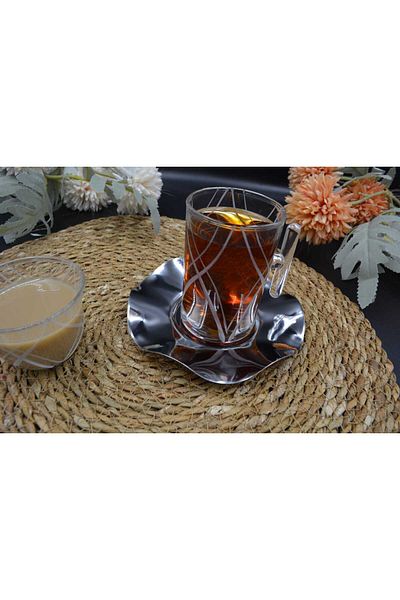 CAN طقم زعانف شاي زجاجي حديث مكون من 18 قطعة ومجموعة تقديم ميرا