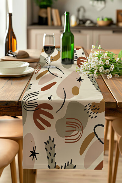 ALAMODECOR Model abstract crem, cu imprimeu digital, cu model etnic boem