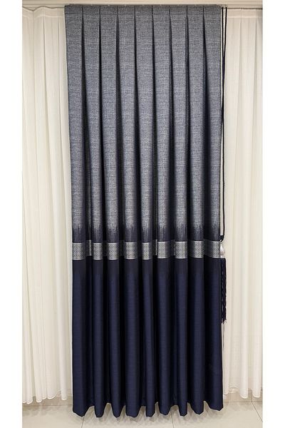 Fon Dünyası Clipboard Background Curtain Gray Dark Blue Silver Stripe (Single Wing)