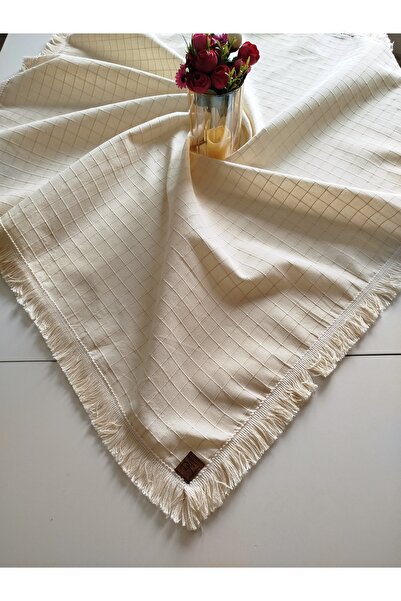 denizli hatırası %100 Pamuk Buldan Monica Keten Kumaş Püsküllü Jüt Aksesuarlı Bohem Masa Örtüsü