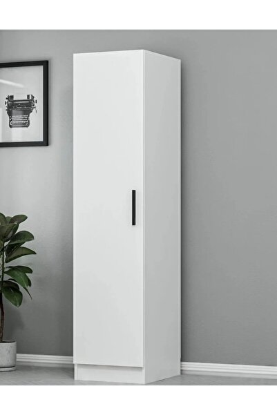 Dekoria Home Bir Kapılı Beyaz, Gardırop Dolap, Model 173×40, 4 Raflı.