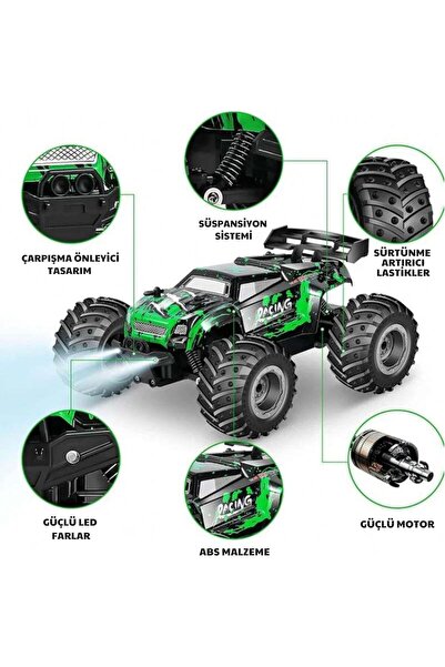 Magicway Uzaktan Kumandalı Şarjlı Led Işıklı Drift Atan 20 Km Hız Yapan Yüksek Hızlı Off Road Oyuncak Araba