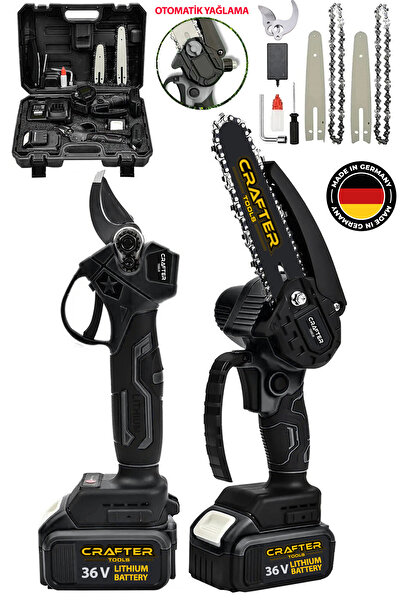 CRAFTERTOOLS Germany 36V 5Ah Çift Akülü Çelik Şanzıman Şarjlı Dal Budama Maka...