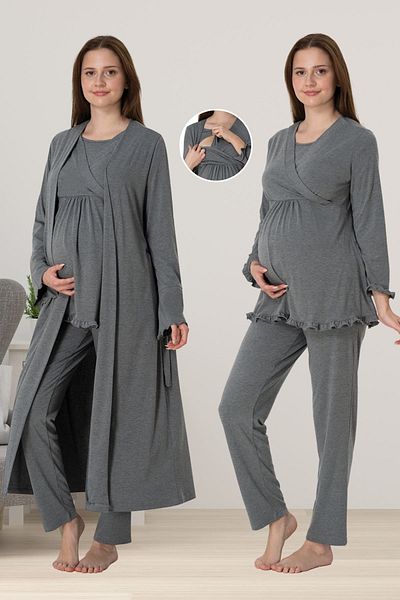 ByLohusa Effortt Maternity Pajamas Set with Smoked Dressing Gown