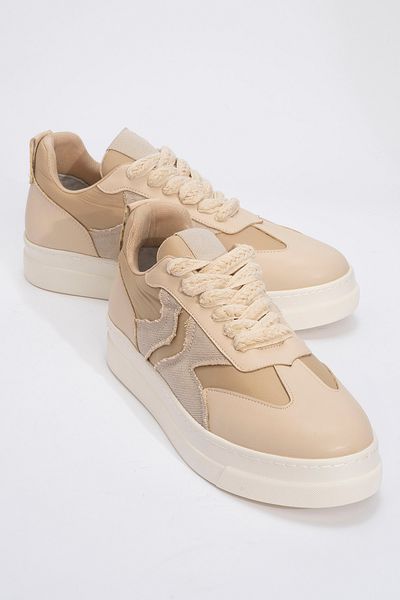 LuviShoes SANDE Beige Denim-Sport-Sneakers für Damen